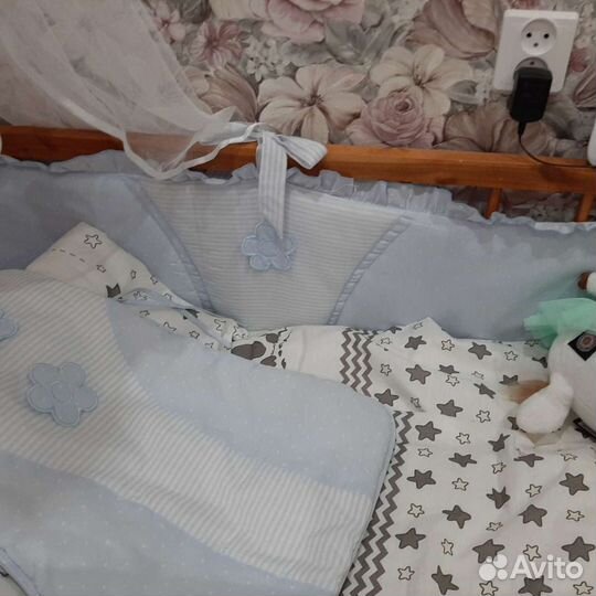 Комплект в детскую кроватку,бортики,балдахин