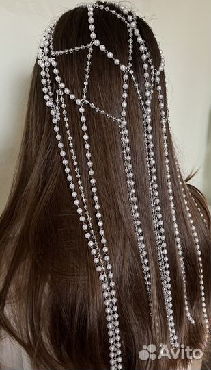 Фата из цепочек,тика на голову, ободок с лентами