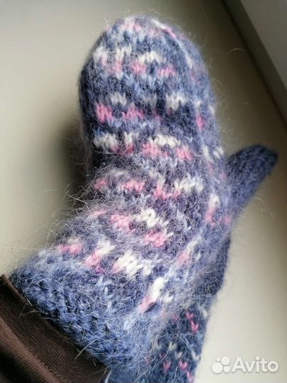 Пуховые варежки ручной вязки, новые