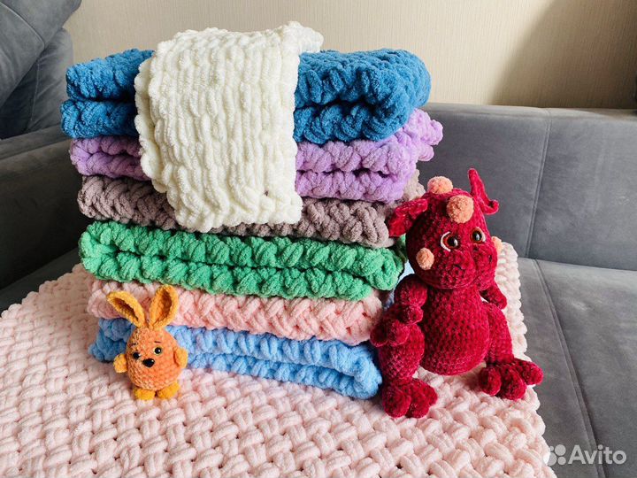 Плед детский вязаный ручная работа