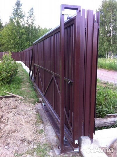 Откатные ворота под ключ с доставкой и установкой