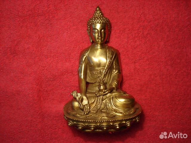 Бюст Будда Медицина Сосуд Ву Лу Тибет Бронза 15 см