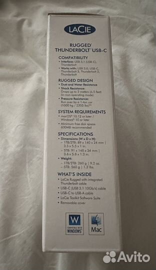 Внешний HDD Lacie 2Tb Rugged Thunderbolt