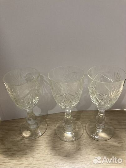 Хрустальные стопки СССР 3 шт