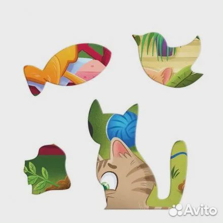 Пазл фигурный на подложке. Котики