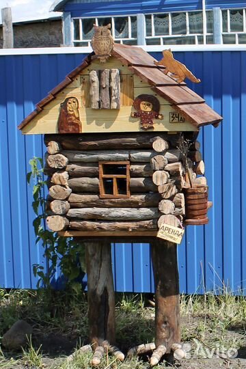 Избушка бабы-яги для сада, скамейка и сундук