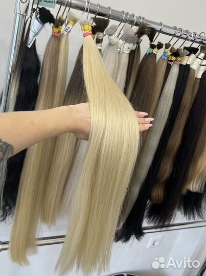 Волосы 60 см с наращиванием блонд