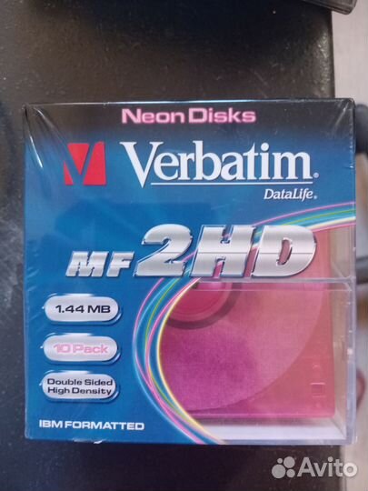 Дискеты 1.44 цвет неон, упаковка 10 шт, пластик