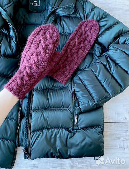 Варежки вязаные шерстяные, ручная работа