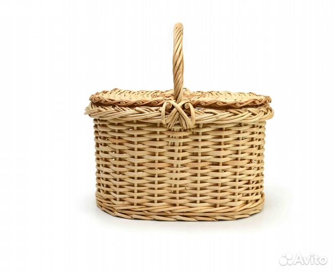 Корзина плетеная с крышкой для пикника малая 6,5 л