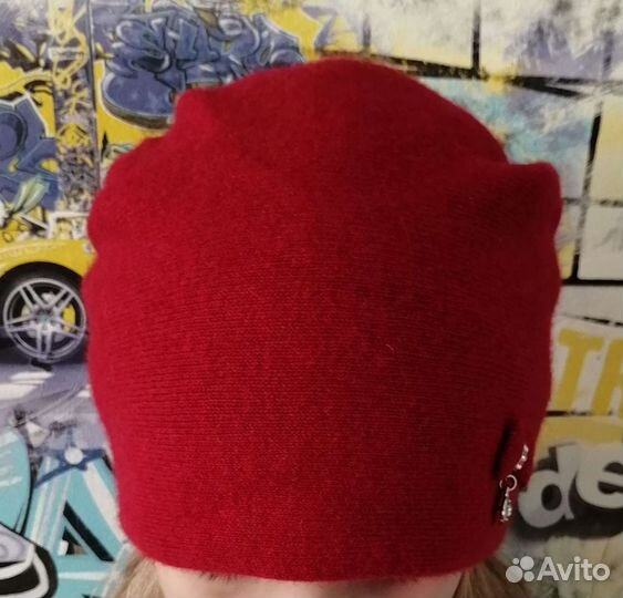 Шапка женская, натуральная шерсть, теплая