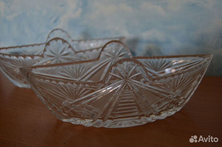 Хрустальная салатница ладья