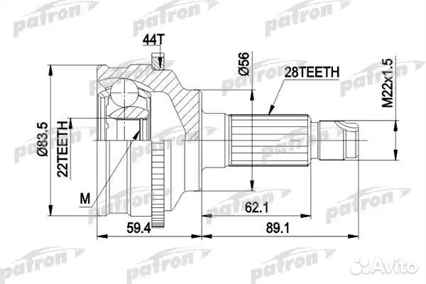 ШРУС наруж. 28x56x23 ABS44T mazda 626 (gfgw) 97-02 Xedos 6 1.6 92-99