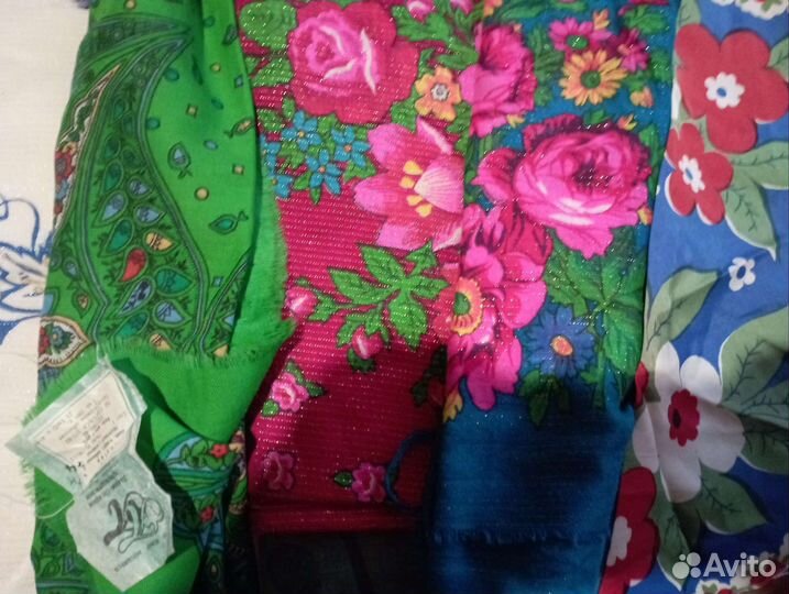 Платки СССР шифон шёлк шерстяной с с осыпкой