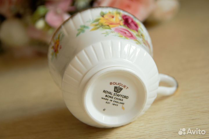 Винтажное чайное трио костяной фарфор Англия 1970е