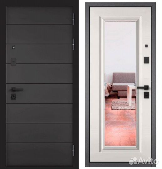 Дверь входная металлическая с зеркалом