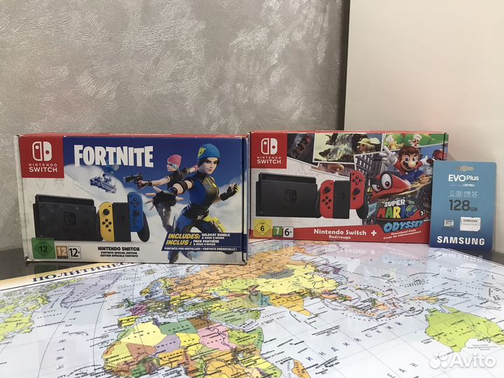 Nintendo switch Mario / Fortnite Прошитые + 128Gb