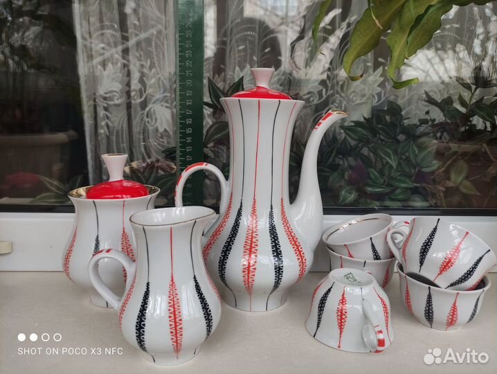 Кофейный сервиз Бориславского завода фарфор неполн