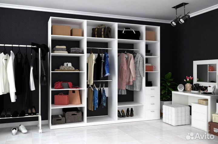 Гардеробная на заказ, производство мебели