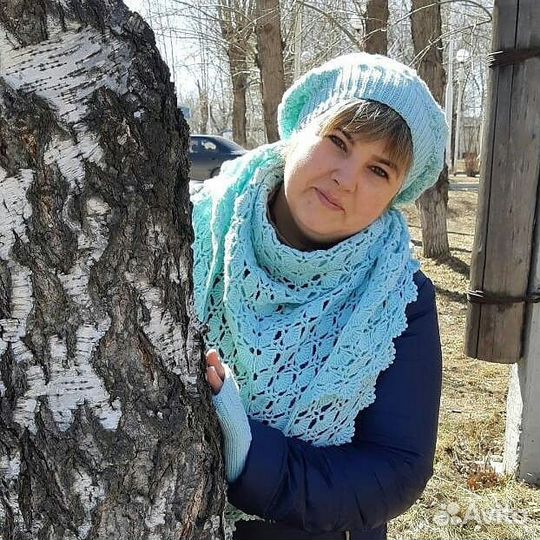 Комплект вязаный, демисезон(берет,митенки,бактус)