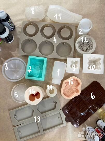 Силиконовые формы молды для свечей гипса мыла