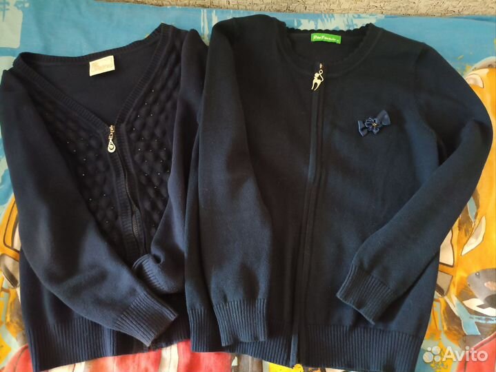 Кофты школьные для девочкитёмно-синие на замке