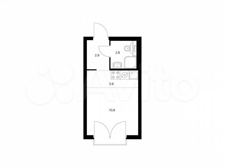 Квартира-студия, 20,4 м², 2/26 эт.