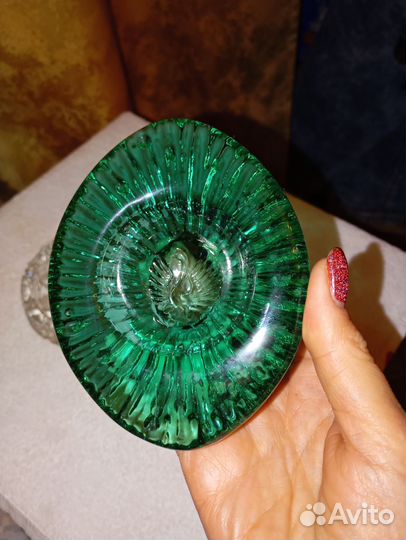 Хрустальная пепельница, цветное стекло