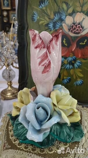 Винтаж, подсвечник Роза Capodimonte