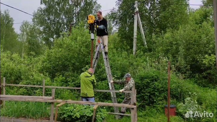 Установка столбов для забора