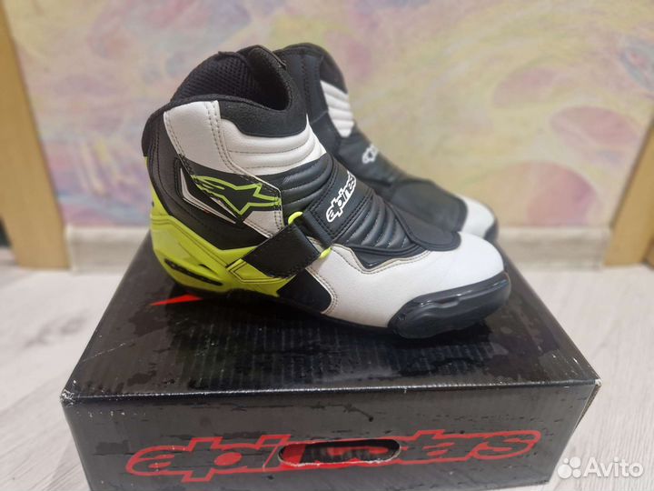 Мотоботы Alpinestars smx-1 r blk wht yell 41