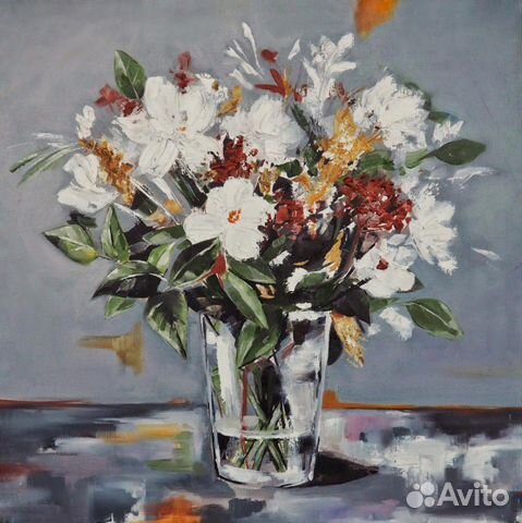 Картина маслом. Цветы. холст 50*50