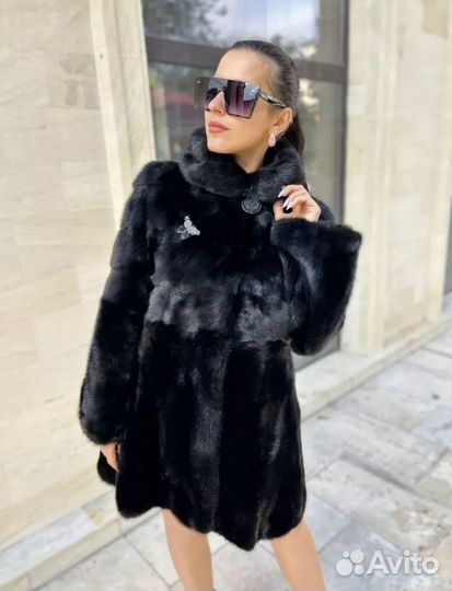 Шуба норковая с капюшоном