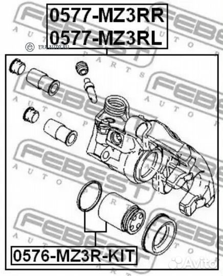 Febest 0577-MZ3RR Суппорт тормозной задний правый