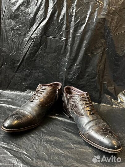 Мужские туфли кожаные тёмно-коричневые rscn