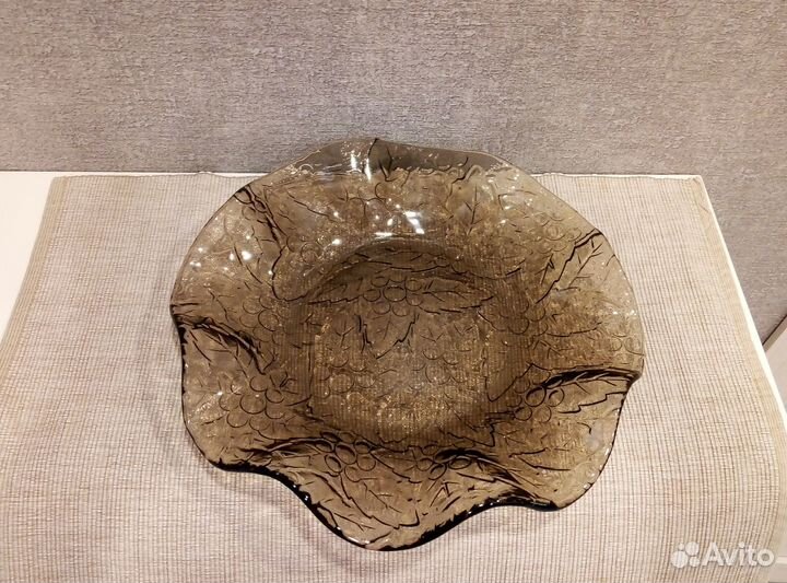Ваза Блюдо коньячное стекло СССР. Волнистое