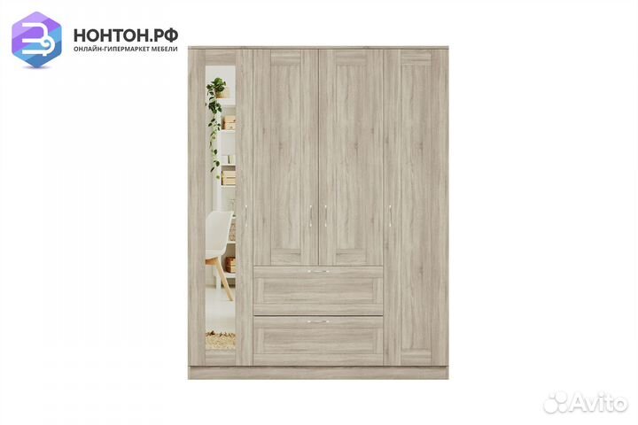 Шкаф четырехстворчатый Сириус дуб сонома с двумя я