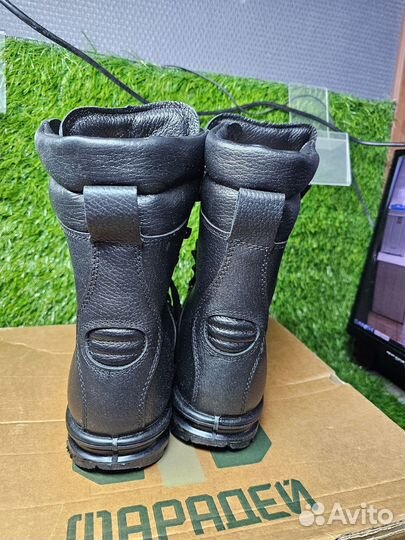 Ботинки хромовые с высокими берцами, на кожаной по