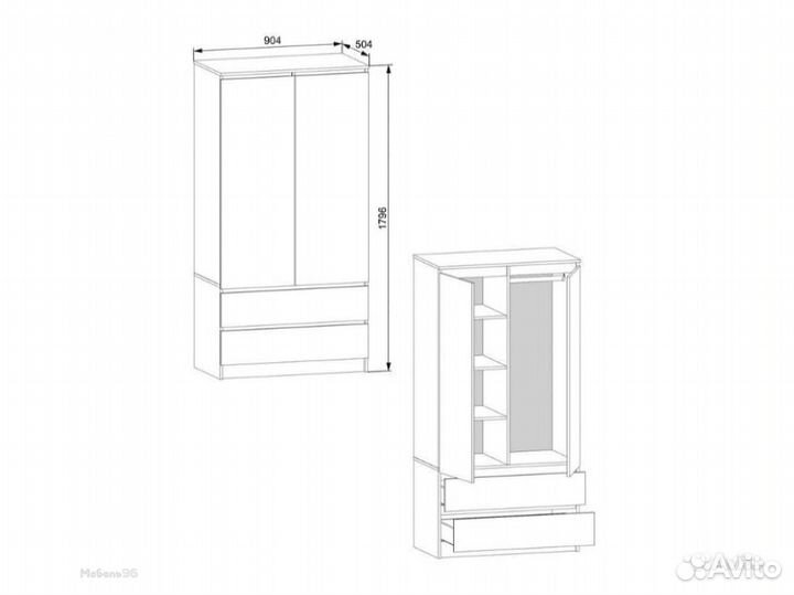 Шкаф Мори мш900.1 с ящиками Графит