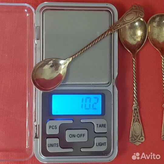 Ложка чайная из серебра с позолотой 875 проба 6 шт