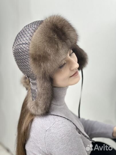Шапка ушанка из соболя