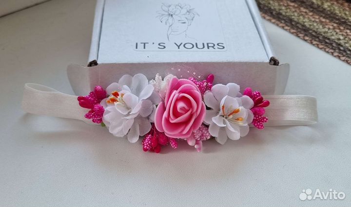 Повязка на голову детская с цветами