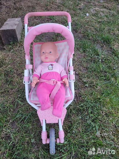 Пупс с коляской, шезлонгом, стульчиком