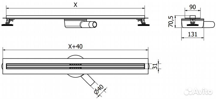 Линейный трап Mexen slim 160см хром