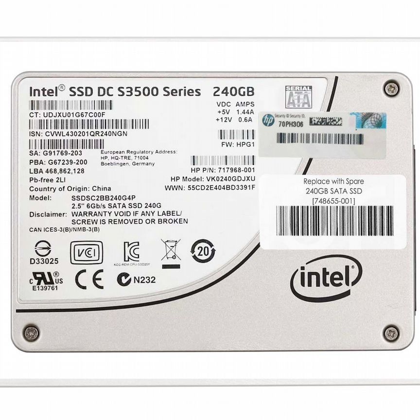 [748655-001] Жесткий Диск Hp 240gb Sata3 2,5" Ssd 748655-001