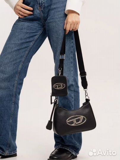 Женская сумка багет 2в1 черная Diesel черная