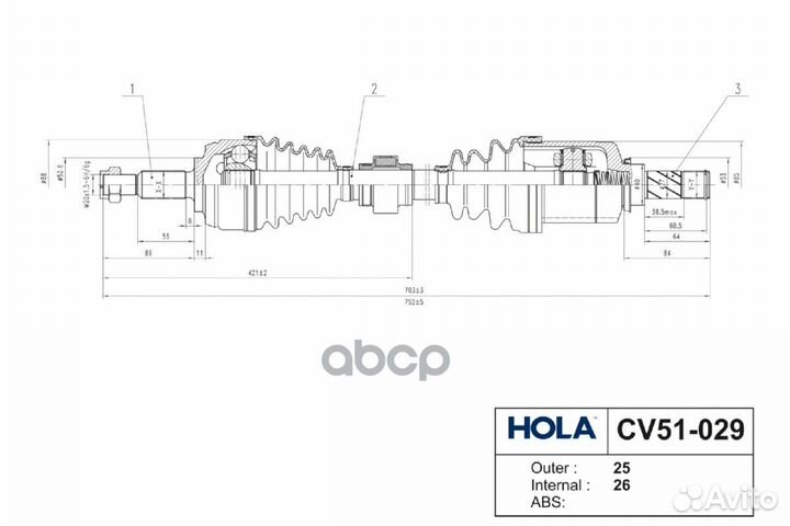 Привод в сборе 25/26 шл., левый renault Duster