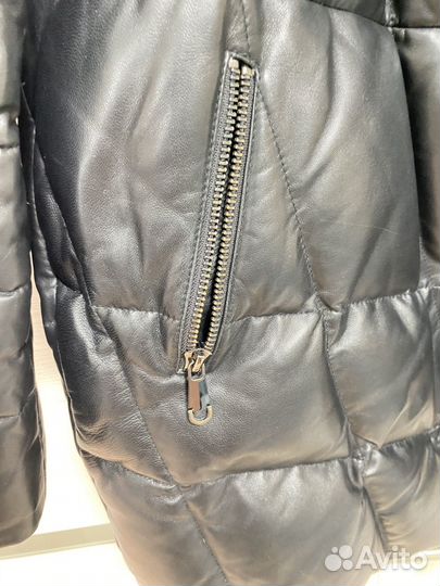 Пуховик натуральная кожа