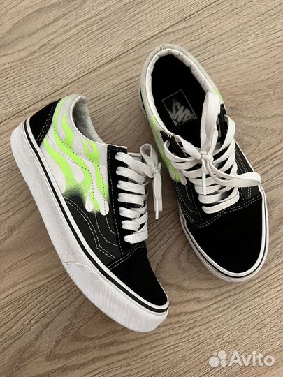 Кеды Vans Old Skool Flame Black White