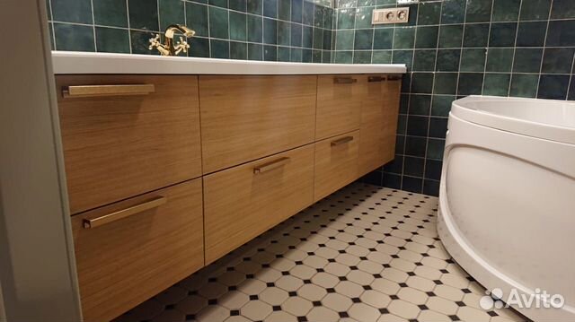 Тумба под раковину на заказ из мдф в шпоне дуба